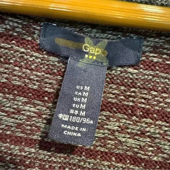 Gap Mens Cardigan Sweater Button Up Shawl Collar Burgundy Gray Cotton Modal M - Picture 4 of 5